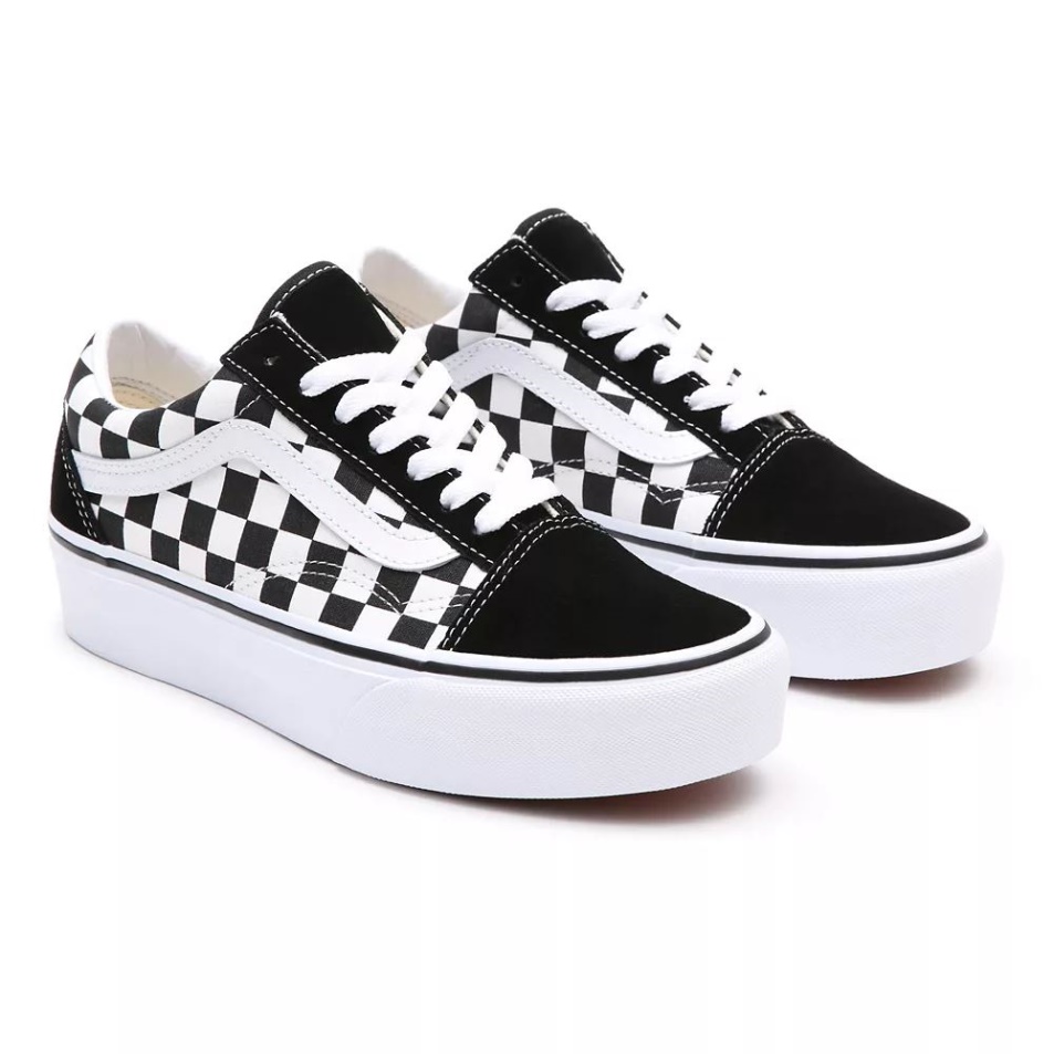Furgonok Sakktábla Old Skool Platform Cipő Fekete