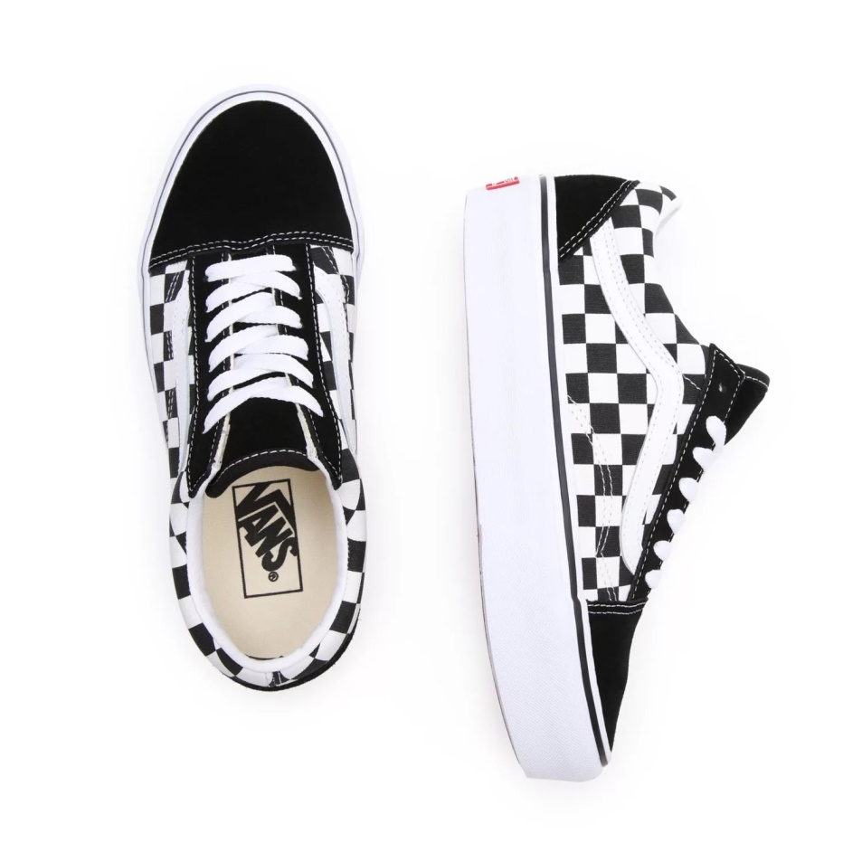 Furgonok Sakktábla Old Skool Platform Cipő Fekete