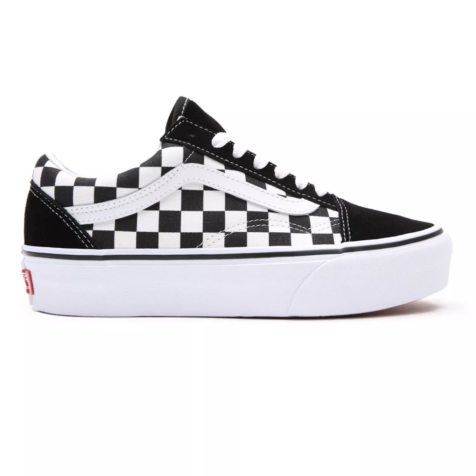Furgonok Sakktábla Old Skool Platform Cipő Fekete