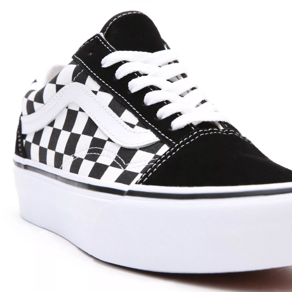 Furgonok Sakktábla Old Skool Platform Cipő Fekete