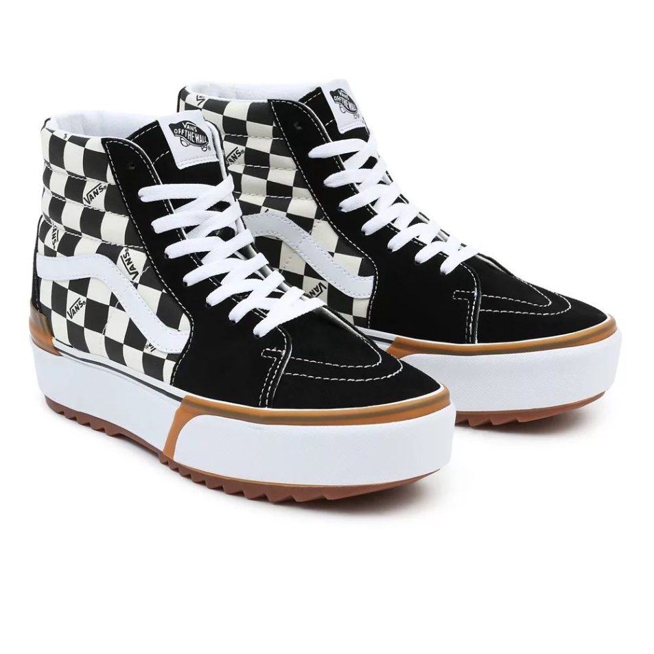 Furgonok Sakktábla Sk8-hi Halmozott Cipő Fekete-fehér