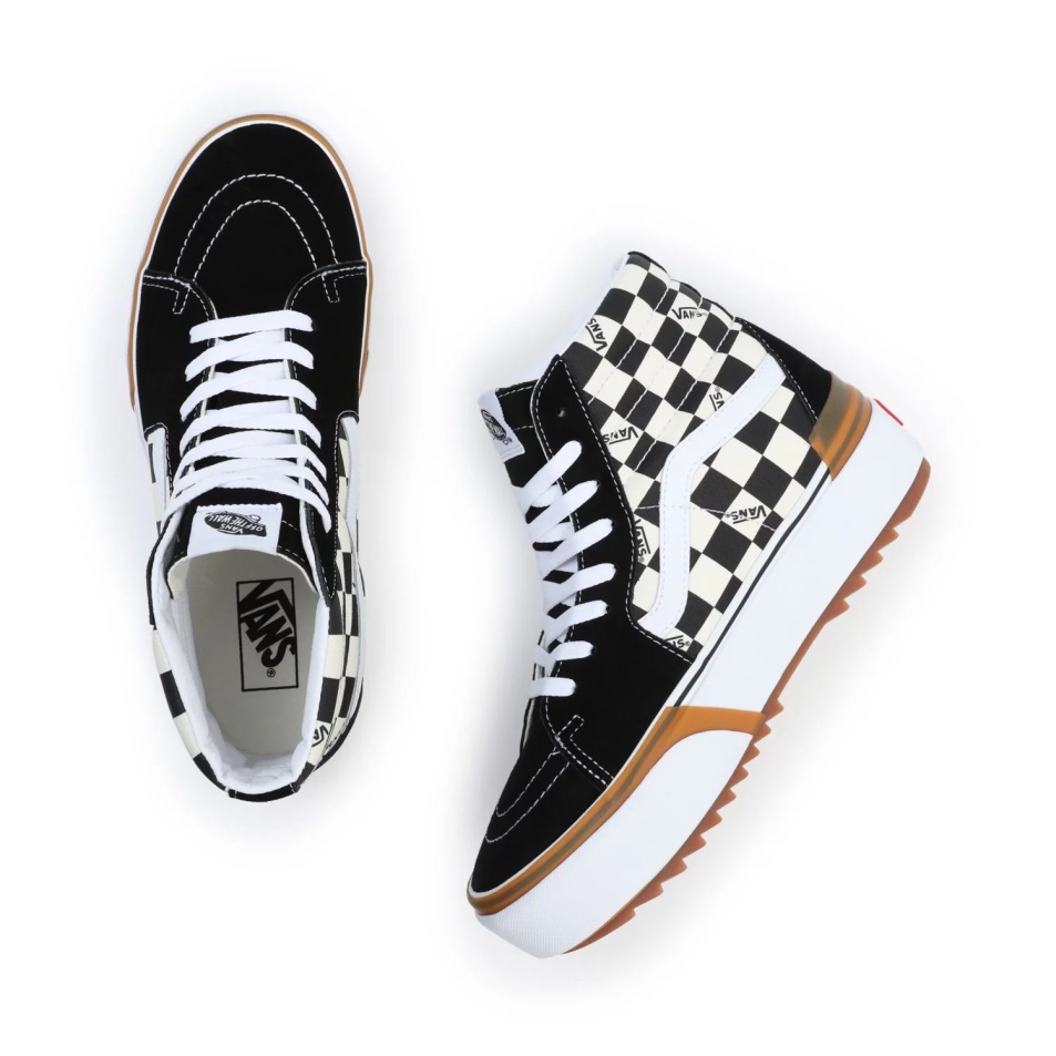 Furgonok Sakktábla Sk8-hi Halmozott Cipő Fekete-fehér