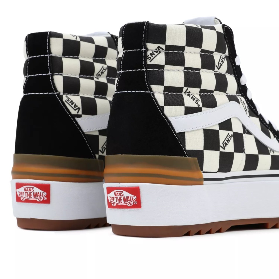 Furgonok Sakktábla Sk8-hi Halmozott Cipő Fekete-fehér
