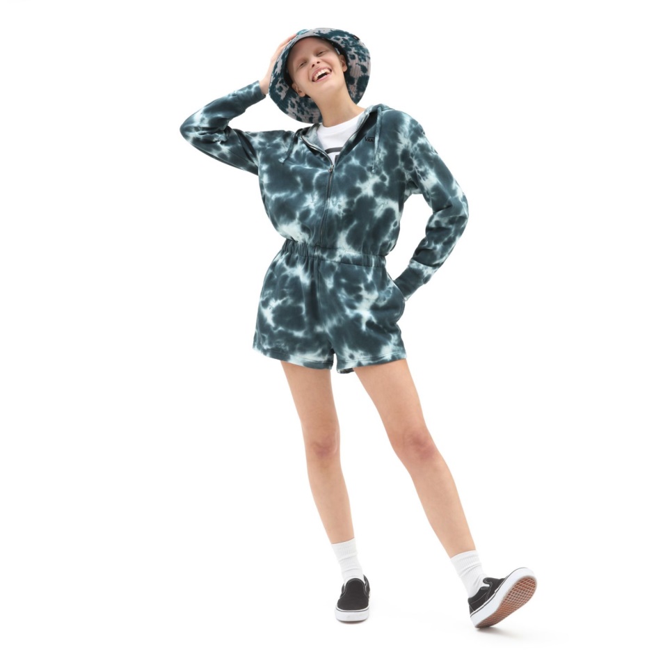 Furgonok Felhő Mosó Kapucnis Jumpsuit Kék