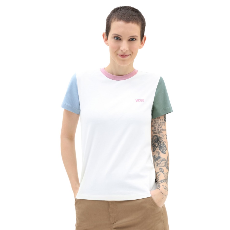 Vans Colorblock Crew Póló Zöld-fehér