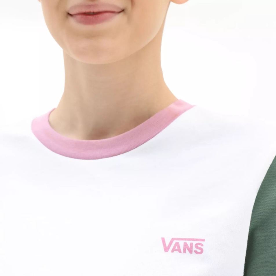 Vans Colorblock Crew Póló Zöld-fehér