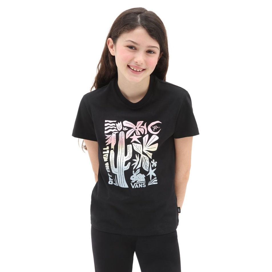 Vans Lányok Kis Lizzie Crew Póló (8-14 év) Fekete