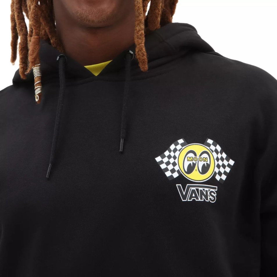 Vans Mooneyes Polár Pulóver Kapucnis Kapucnis Fekete