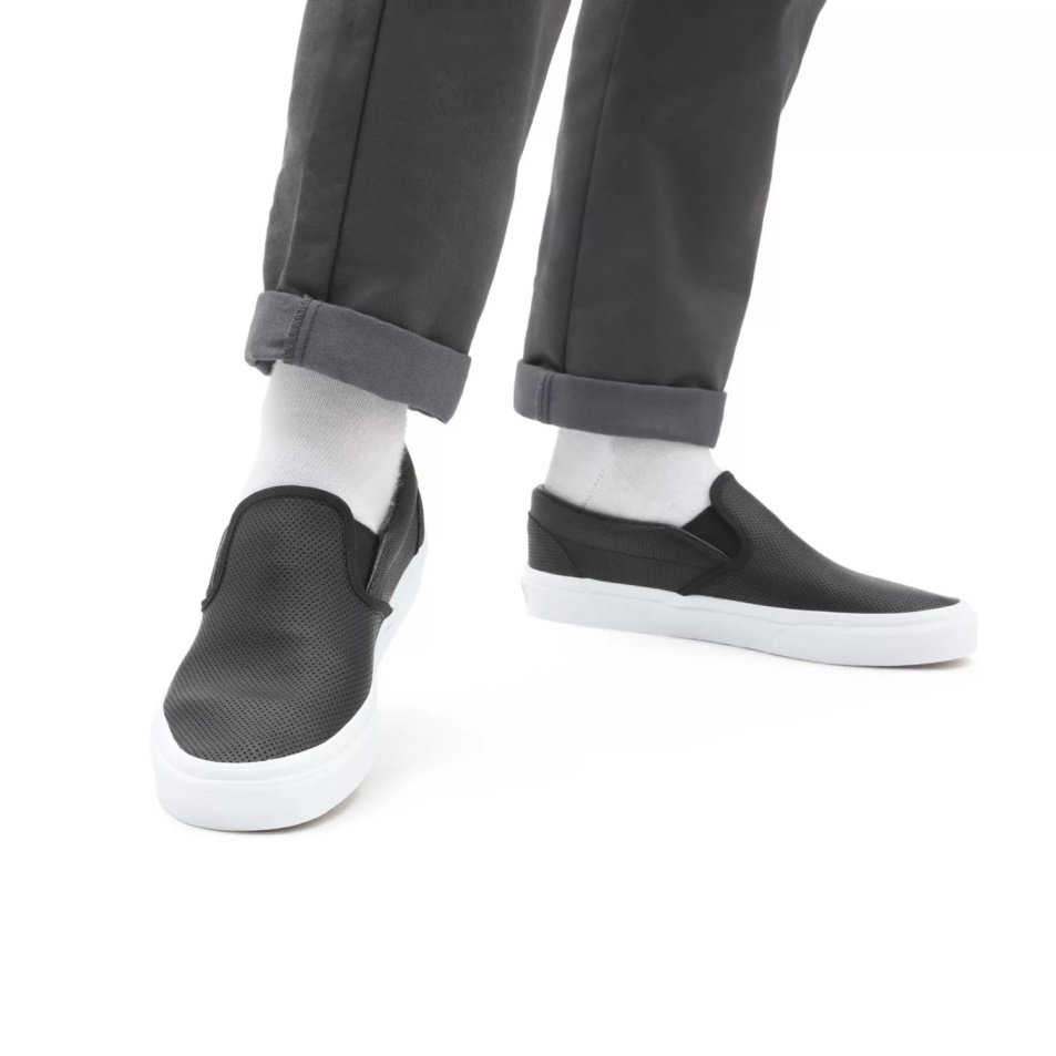 Vans Perf Bőr Klasszikus Bebújós Cipő Fekete