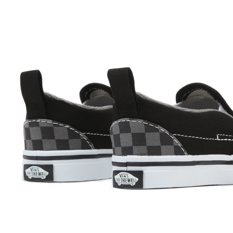 Furgonok Totyogó Sakktáblás Slip-on V Cipő (1-4 év) Fekete-szürke