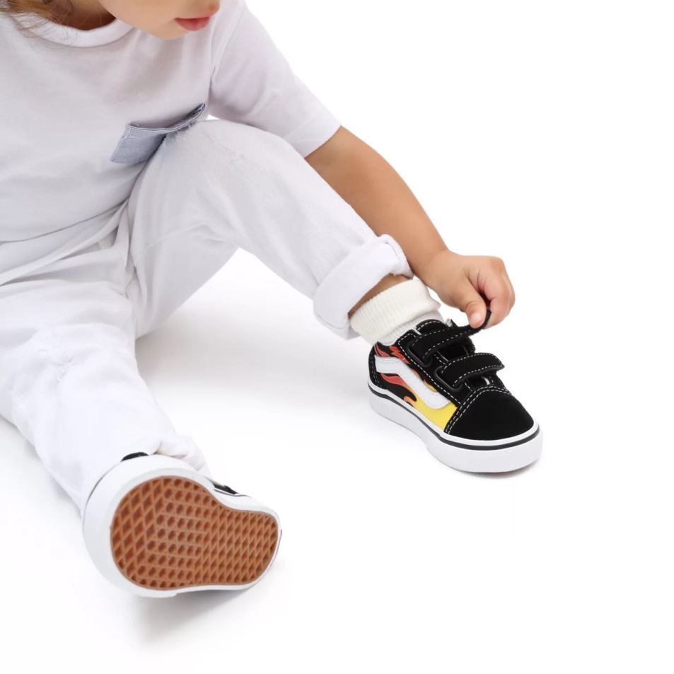 Furgonok Toddler Flame Old Skool V Cipő (1-4 év) Fekete