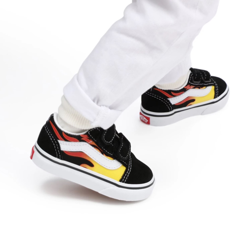 Furgonok Toddler Flame Old Skool V Cipő (1-4 év) Fekete