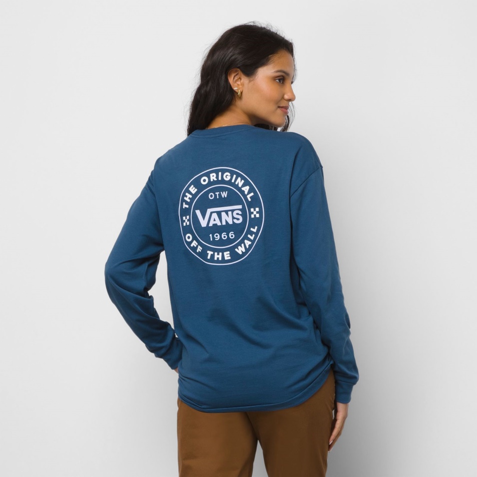 Vans Egynyári Hosszú Ujjú Túlméretezett Póló Sötét Farmer