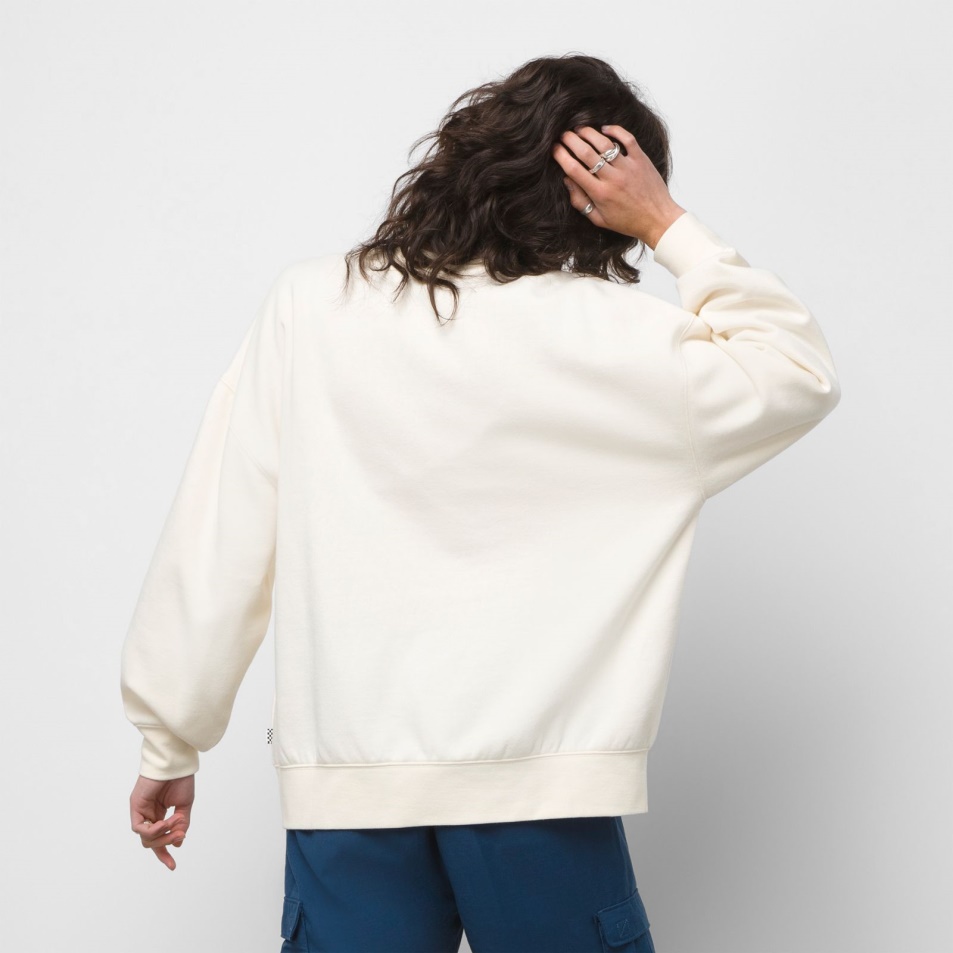 Vans Auras Slouchy Pulóver Crew Antik Fehér