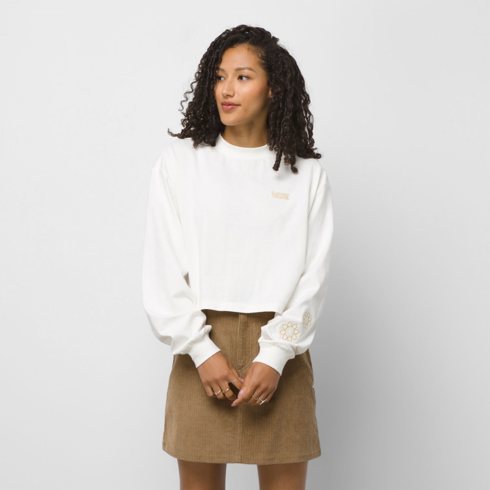 Furgonok Sorja Nyakú Hosszú Ujjú Crop Top Mályvacukor