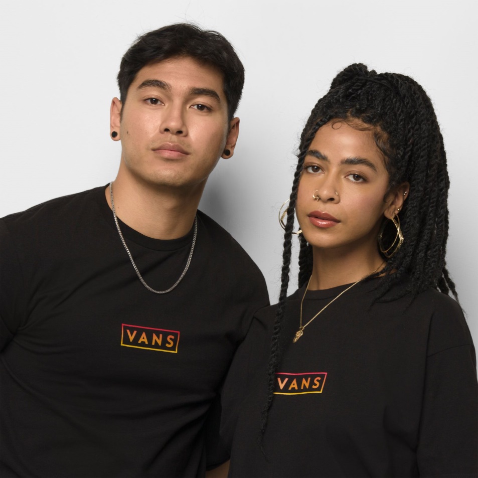 Vans Classic Easy Box Póló Fekete-igazi Vörös-aranysárga