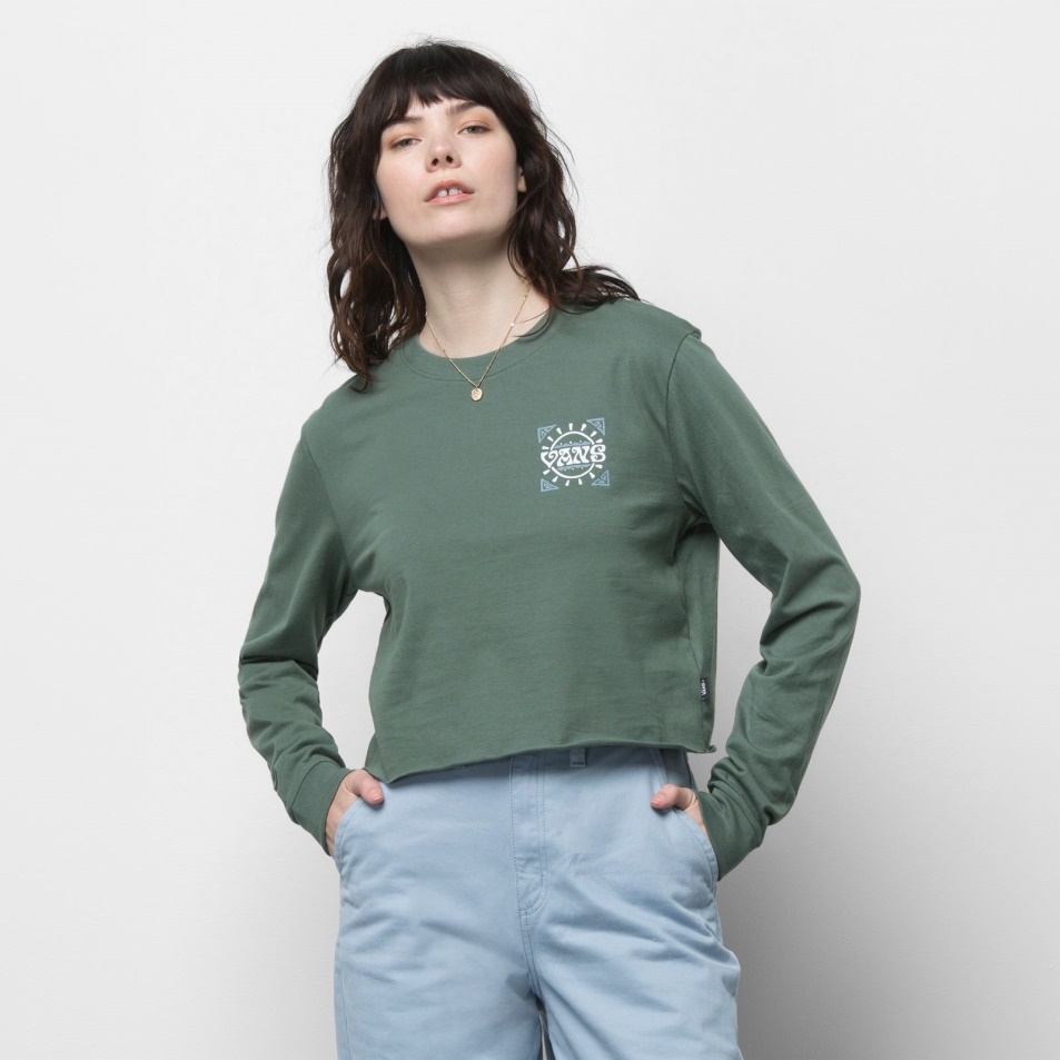Vans Colima Hosszú Ujjú Bff Crop Póló Kacsa Zöld
