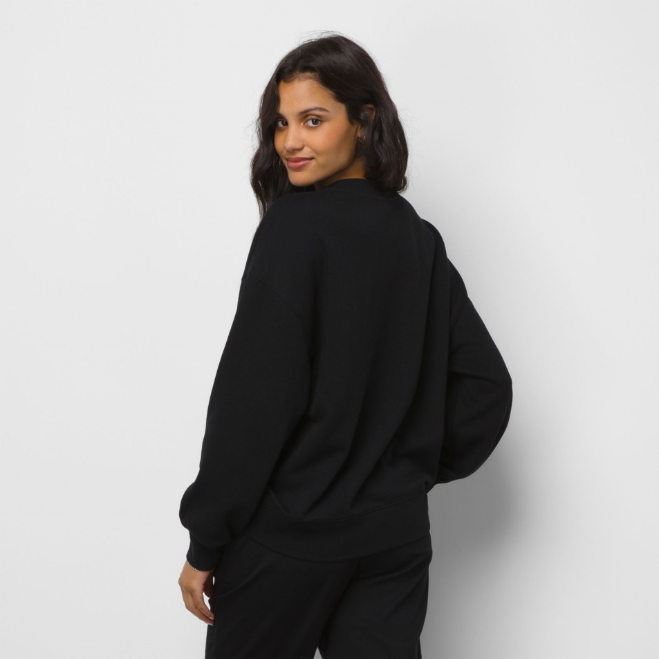 Furgonok Fli Magas Slouchy Pulóver Crew Fekete