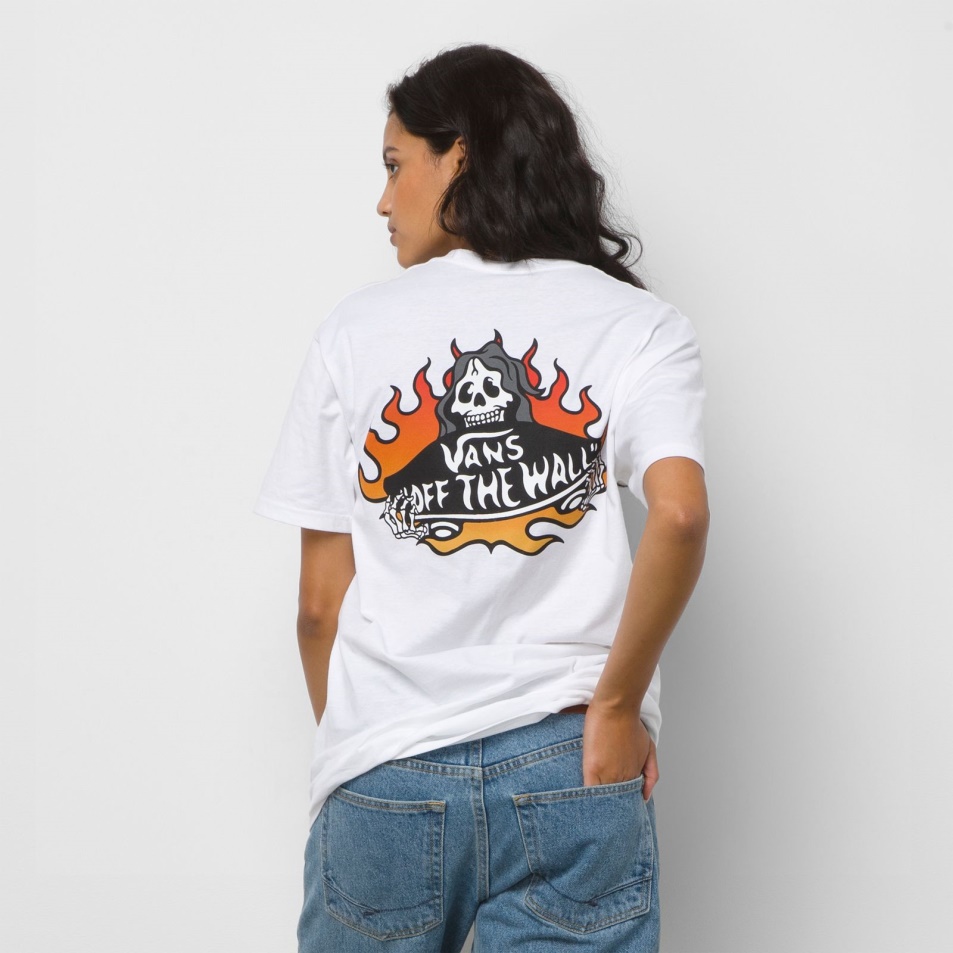 Vans Fuego Csontváz Logós Póló Fehér