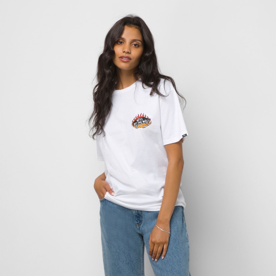 Vans Fuego Csontváz Logós Póló Fehér