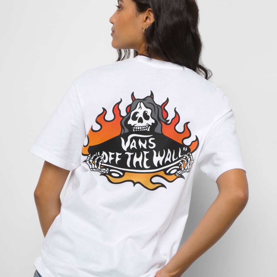 Vans Fuego Csontváz Logós Póló Fehér