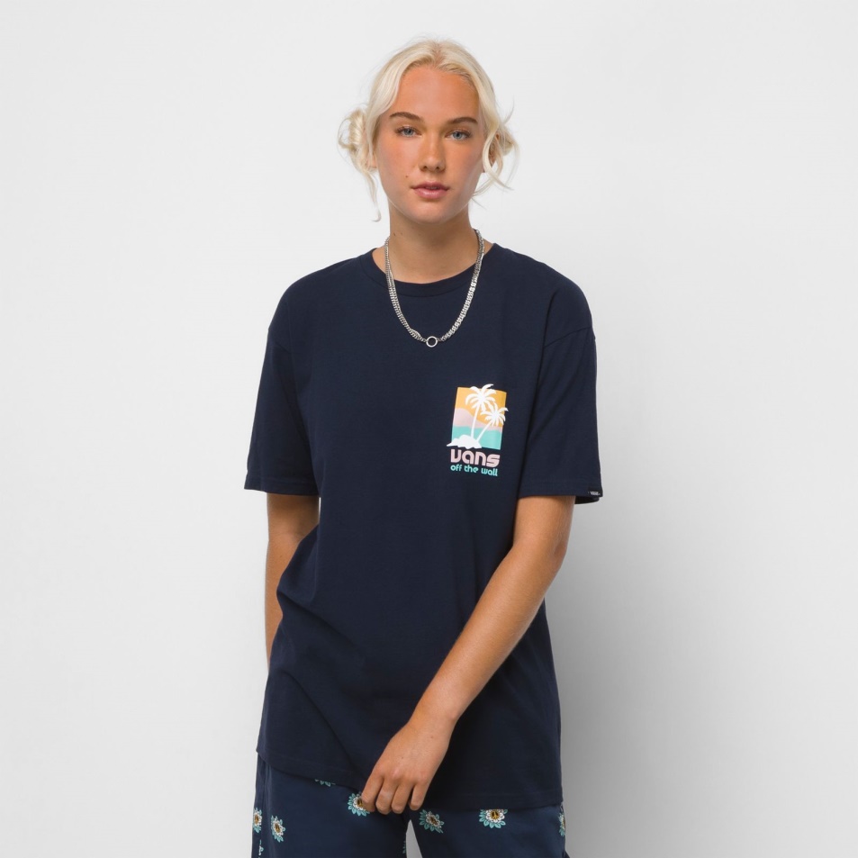 Vans Island Dual Palm Póló Sötétkék