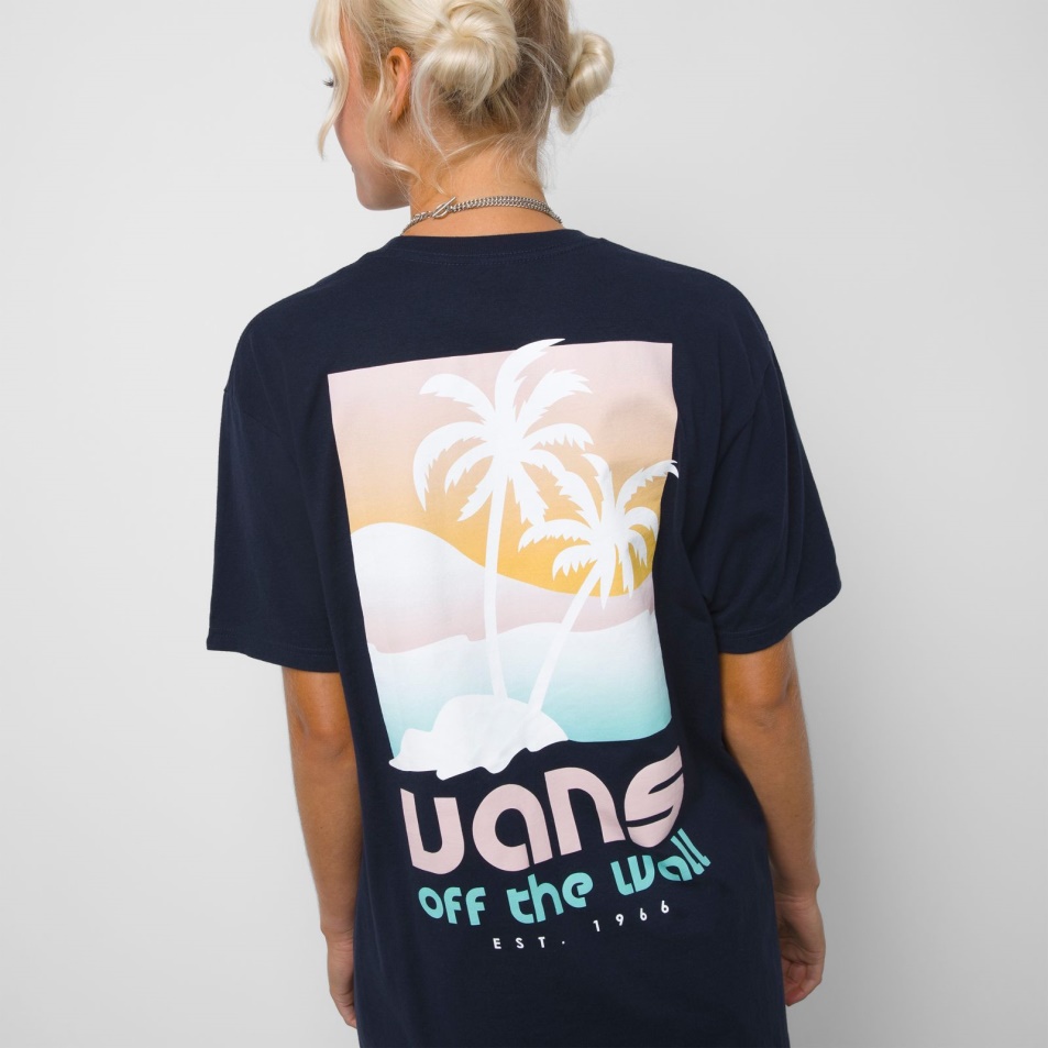 Vans Island Dual Palm Póló Sötétkék