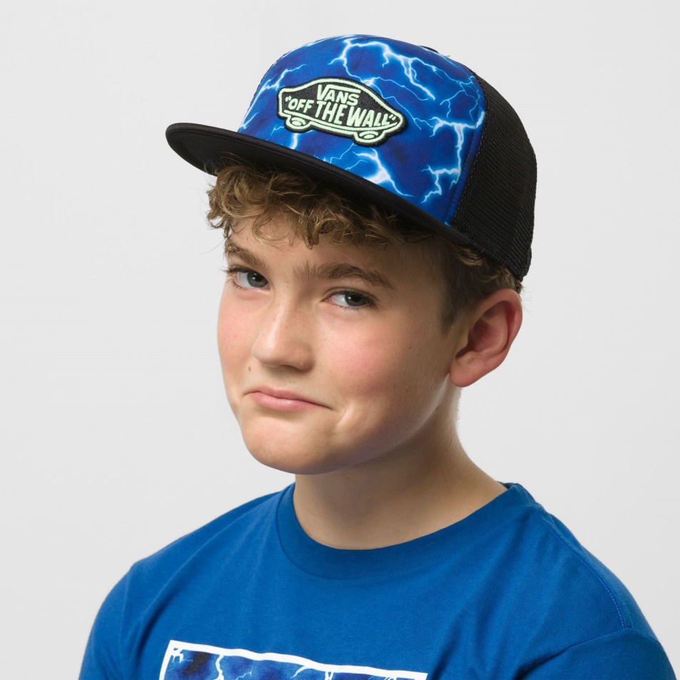 Furgonok Gyerekek Klasszikus Patch Trucker Plus Kalap Igazi Kék-fehér