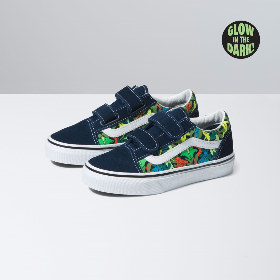 Vans Kids Old Skool V Glow Cápák Ruha Blues