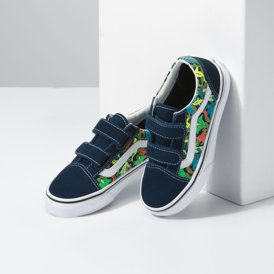 Vans Kids Old Skool V Glow Cápák Ruha Blues