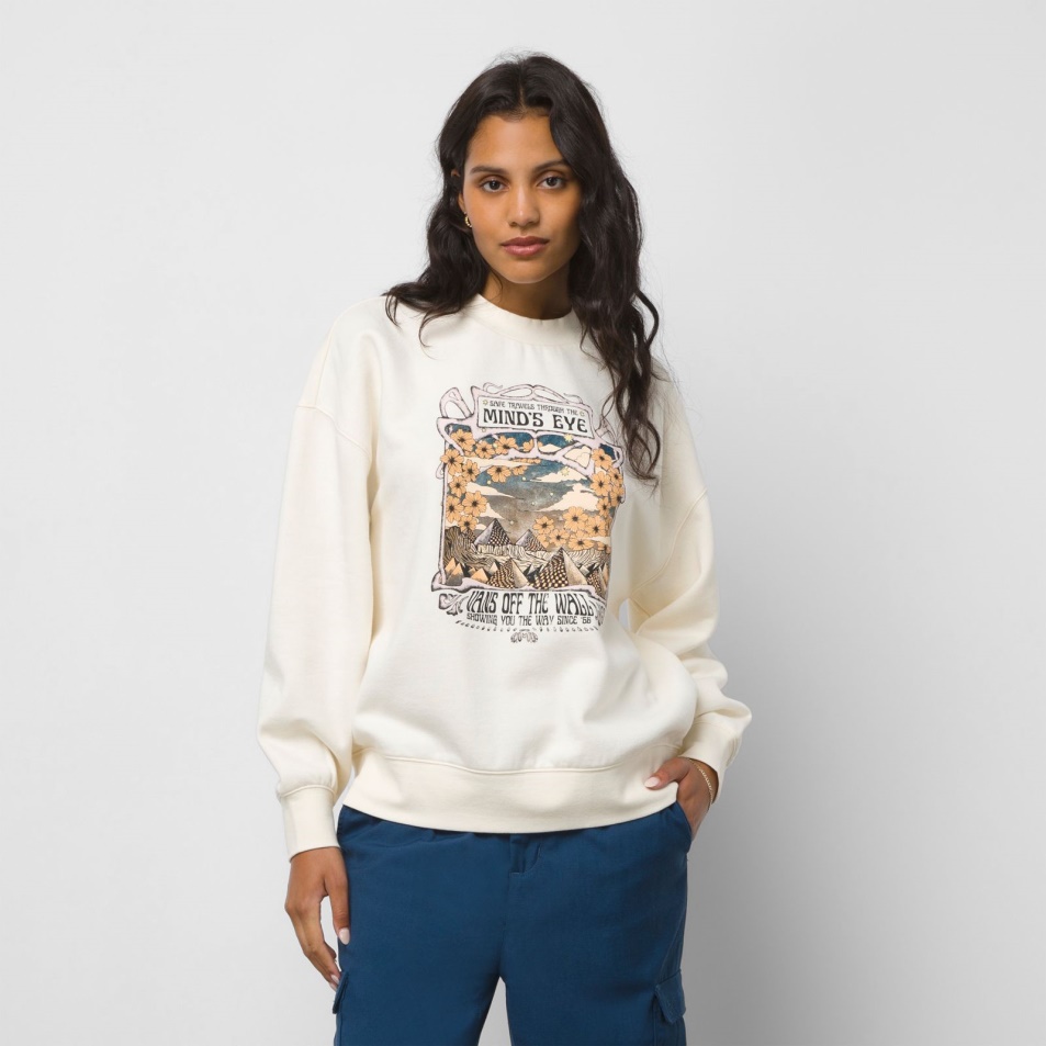 Vans Minds Eye Slouchy Pulóver Crew Antik Fehér