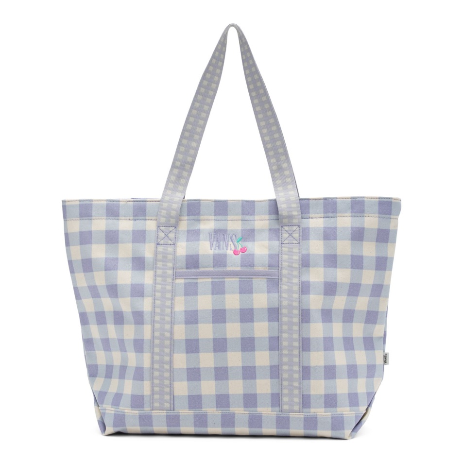 Kisteherautók összekeverték Gingham Tote Bag Bágyadt Levendula
