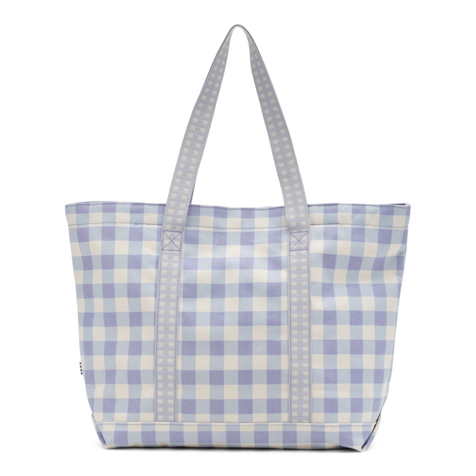 Kisteherautók összekeverték Gingham Tote Bag Bágyadt Levendula