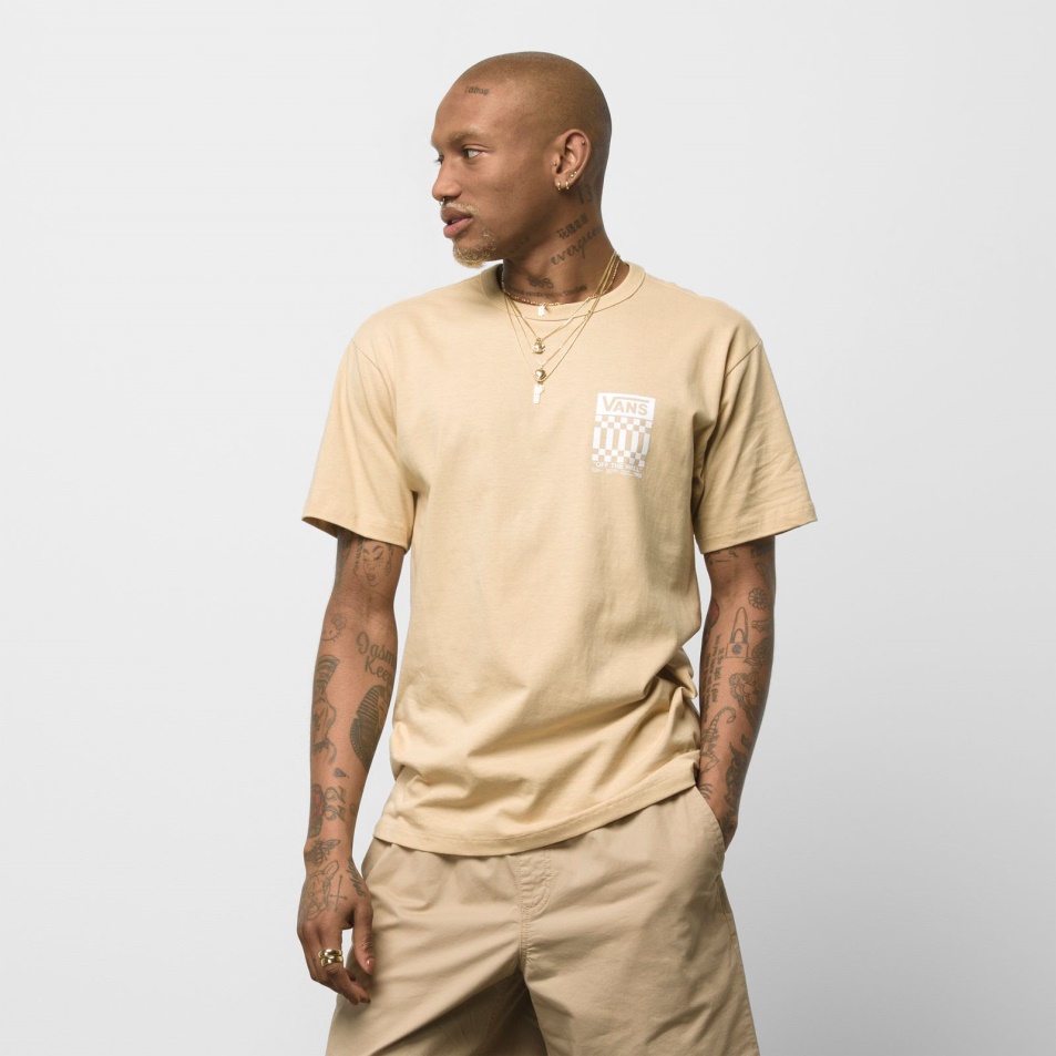 Furgonok Le A Falról Check Graphic Tee Taos Taupe