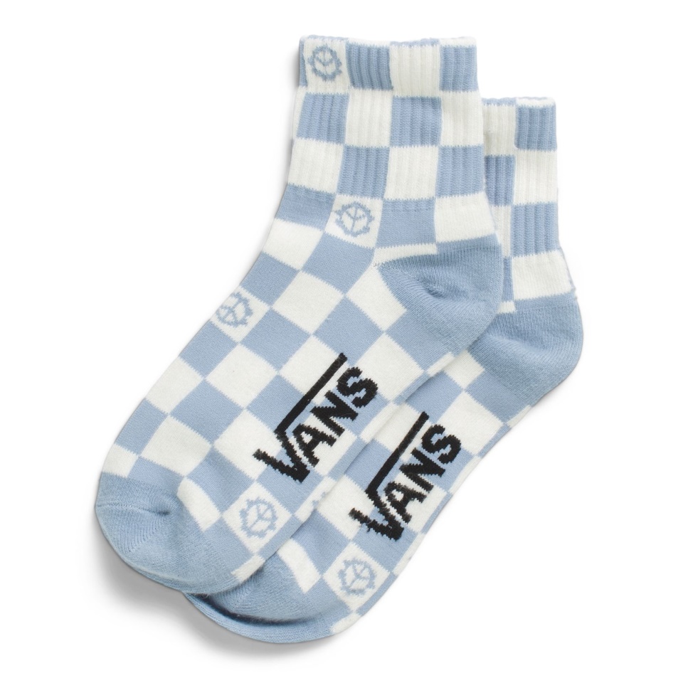 Vans Peace Check Half Crew Sock 6.5-10 Ashley Blue