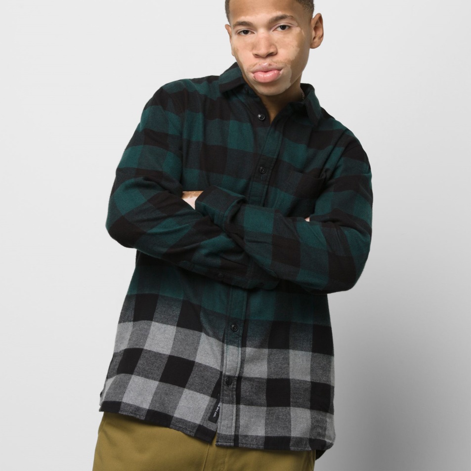 Vans Princeton Ombre Flanel Gombos Ing Mély Kékeszöld-ón Hanga