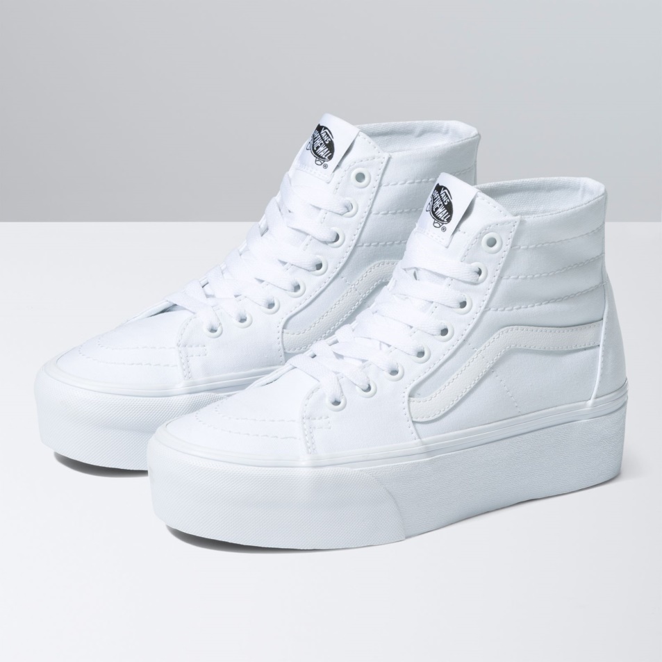 Vans Sk8-hi Kúpos Stackform Vászon Igazi Fehér