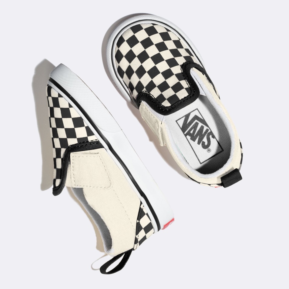 Kisteherautók Toddler Checkerboard Slip-on V Fekete-fehér
