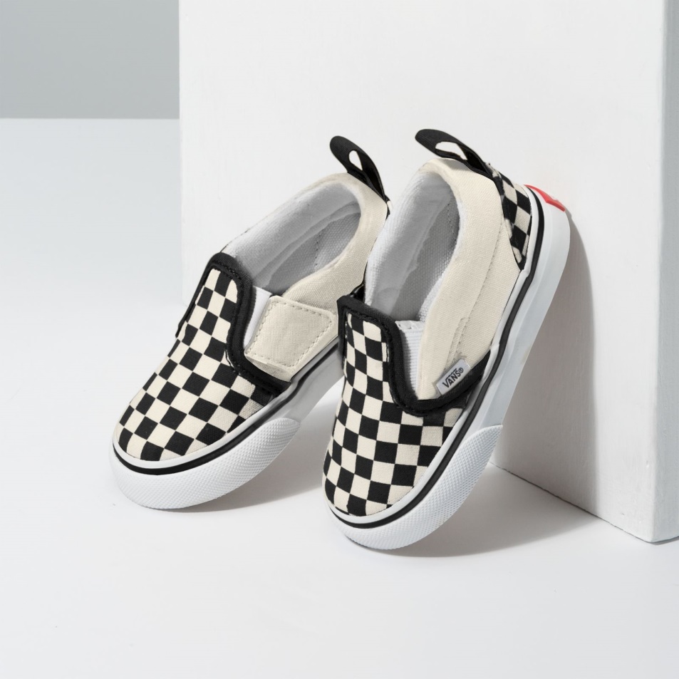 Kisteherautók Toddler Checkerboard Slip-on V Fekete-fehér