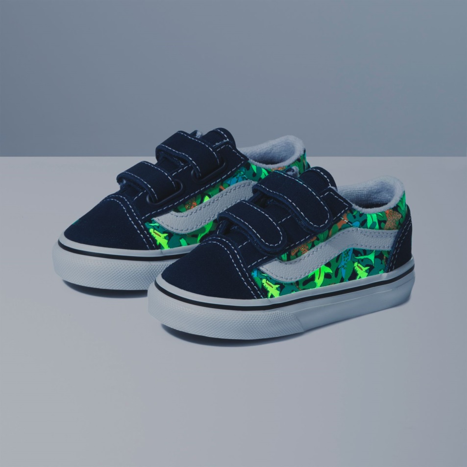 Vans Toddler Old Skool V Glow Cápák Ruha Blues