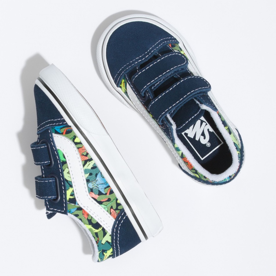 Vans Toddler Old Skool V Glow Cápák Ruha Blues