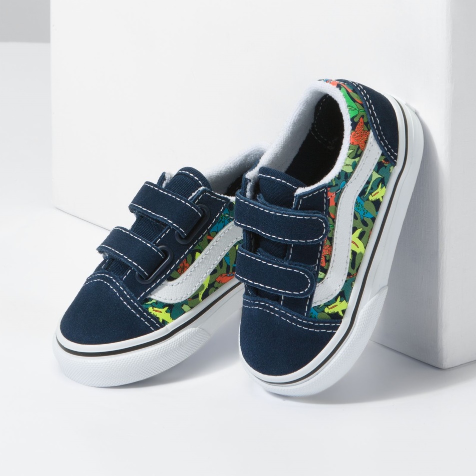 Vans Toddler Old Skool V Glow Cápák Ruha Blues