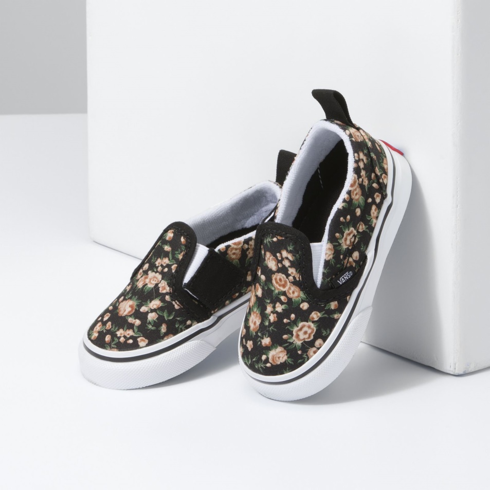 Furgonok Toddler Rose álmok Slip-on V Fekete-fehér
