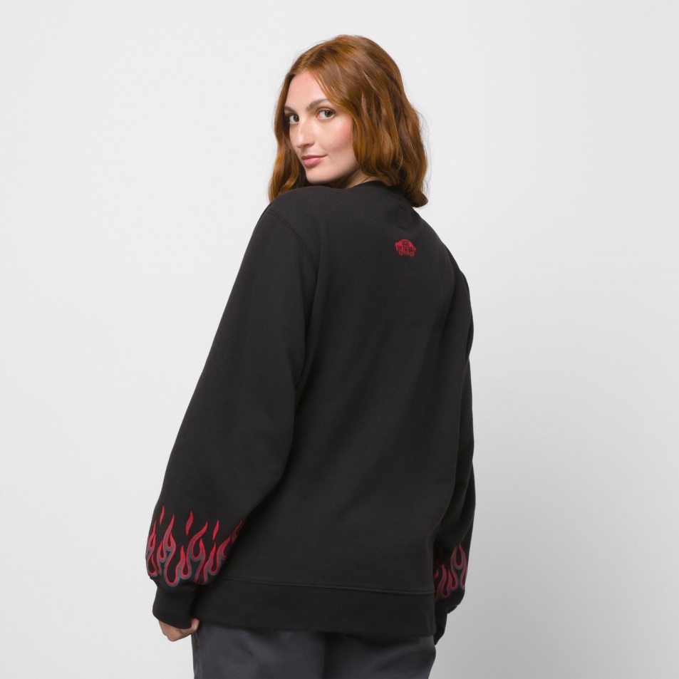Furgonok X Thrasher Flame Crewneck Fekete