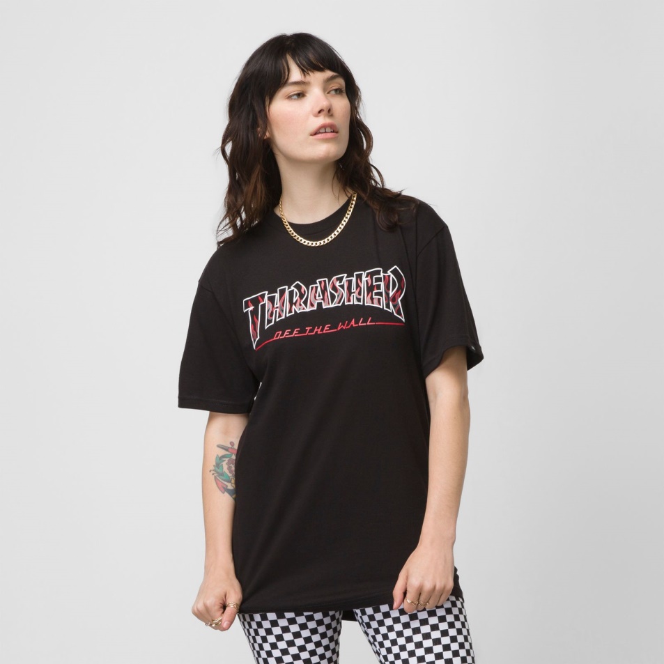 Furgonok X Thrasher Le A Falról Logo Póló Fekete