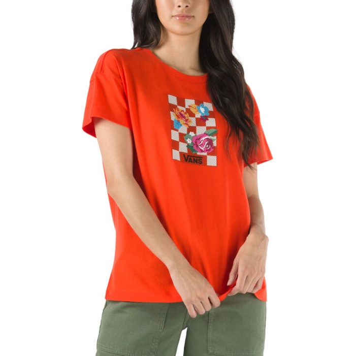 Vans Anaheim Kézimunka Boxy Boyfriend Póló Elektromos Narancs