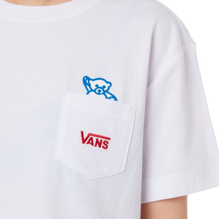 Vans Bear Beágyazott Zsebes Póló Fehér