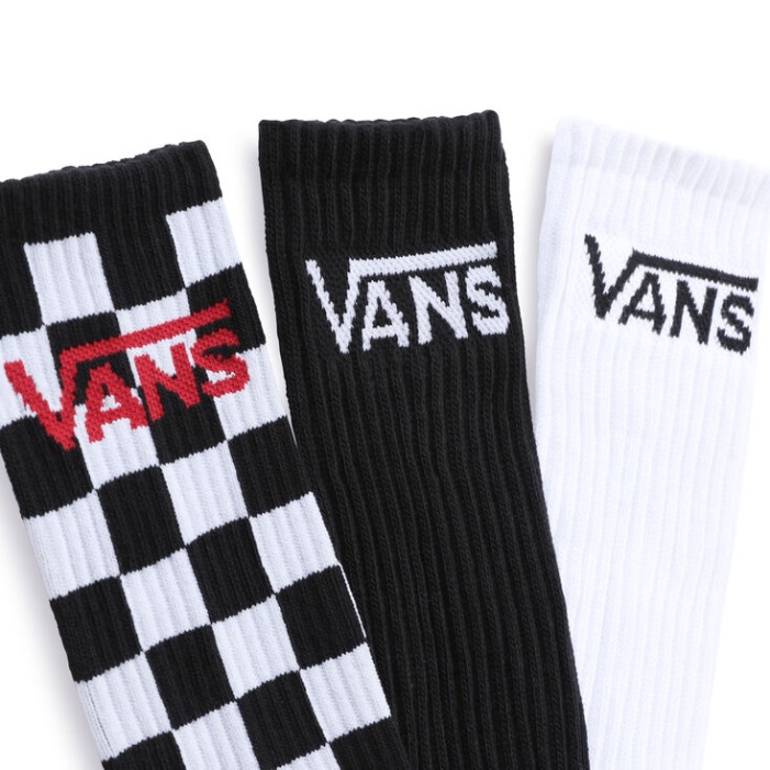 Vans Classic Crew Zokni (9,5-13 Méret 3 Pár) Fekete Sakktábla