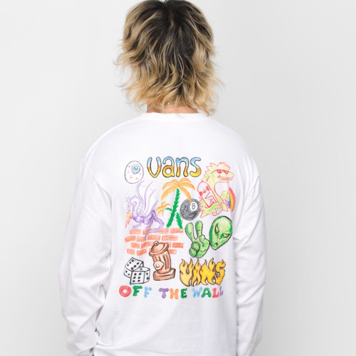Vans Crayola Mail Doodle Hosszú Ujjú Póló Fehér