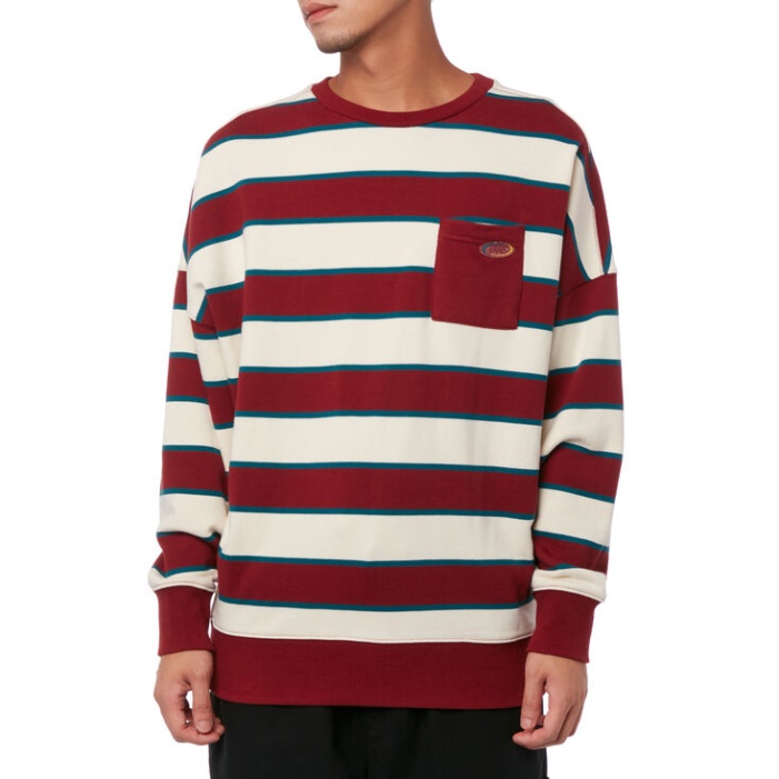 Furgonok Frohlich Stripe Crew Pulóver Gránátalma Csík